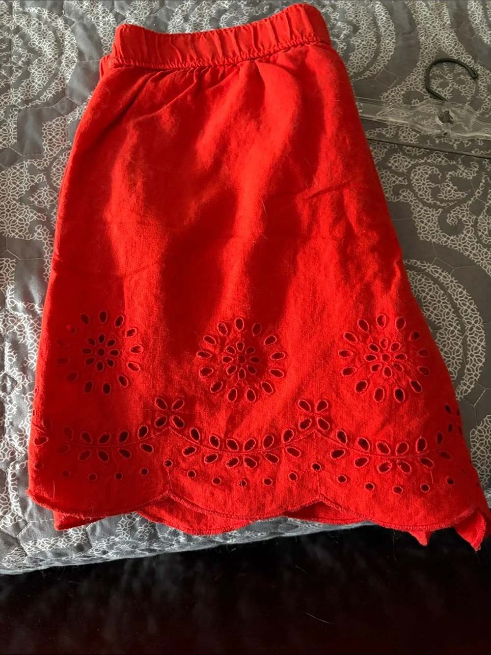 LOFT Red Eyelet Cotton Shorts - Picture 8 of 8